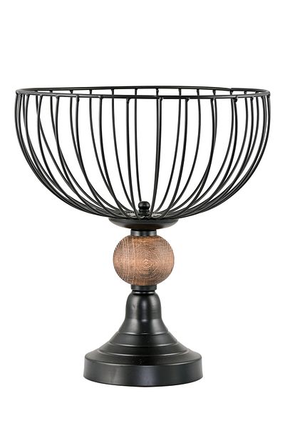 DEDE Black Metal Wire Fruit Holder - Wooden Detailed