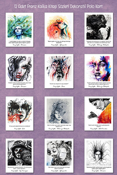 Runrux كلمات كتاب فرانز كافكا 12 قطعة من بطاقات البولو المزخرفة - تزيين لوحة ...