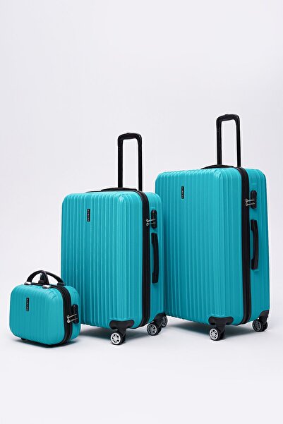 ELATAE 3'lü Kırılmaz Valiz Seti Valiz Büyük - Orta Boy Ve Makyaj 1020