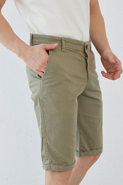 RAVANELLI Ανδρικό σορτς Chino Khaki Slim Fit Gabardine Cotton - Casual