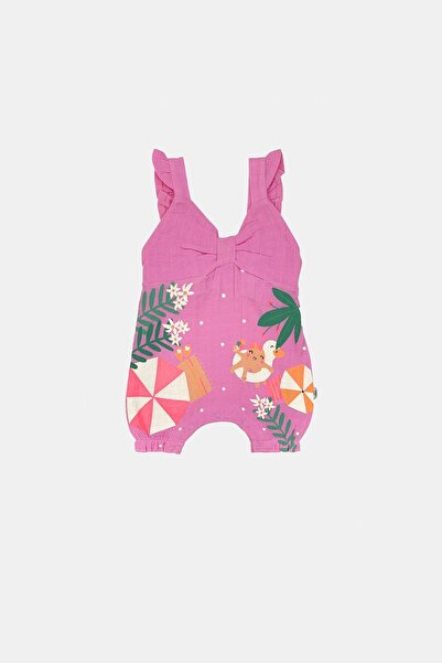 Samlife Pembe Askılı %100 Pamuk Müslin Kız Bebek Salopet Tulum | Yazlık Elbis...