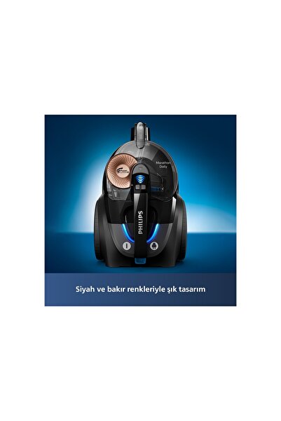 Philips Marathon Metalik Siyah Daily Torbasız Elektrikli Süpürge