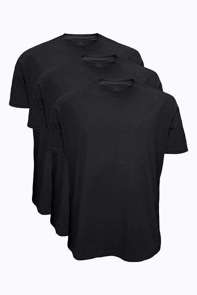 Malabadi Tricou pentru bărbați - Pachet de 3, negru, 100% bumbac, cu croiala largi 6040