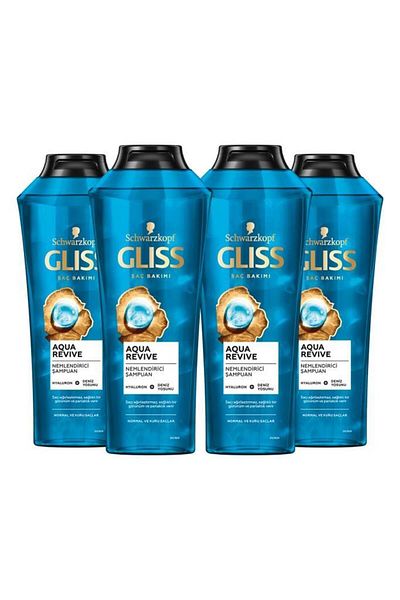 Gliss Aqua Revive - 500 ml x 4 Pieces Moisturizing Shampoo with Hyaluron and Seaweed