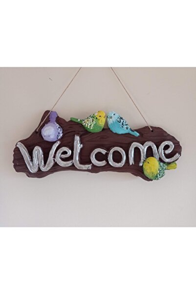 BilgeCe hoMe Welcome Yazan Kuşlu Kapı Süsü, Kuşlu Duvar Süsü, Alçı Süs