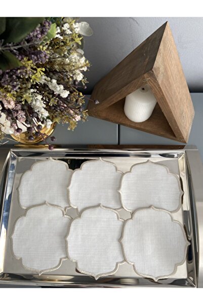 LİNDA MİA Set de 6 servetele de cocktail culoarea piatra