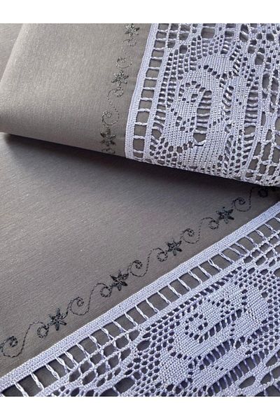 Çeyiz Bahçesi Pique Lace Gray Sheet Set