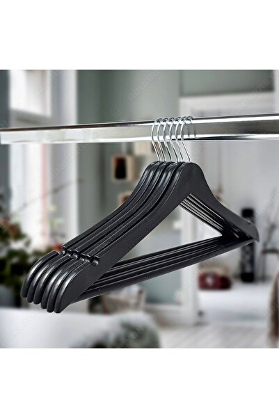 Alsamkapsam Drveni izgled, plastična kvalitetna crna vešalica za odeću, 21 komad