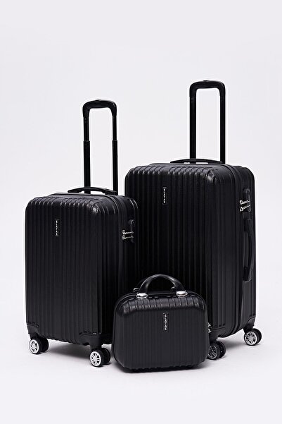 ELATAE 3'lü Valiz Seti Kırılmaz Valiz Orta - Kabin Boy Ve Makyaj 1020