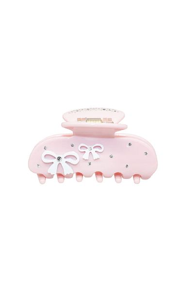 Roberta Lorenz Stoned Pink Acetate Latch Buckle with Two Ribbons