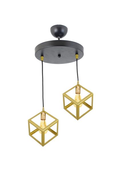 Lambadar Rustic Retro Model Geometric Pendant Lamp Metal Cube Chandelier
