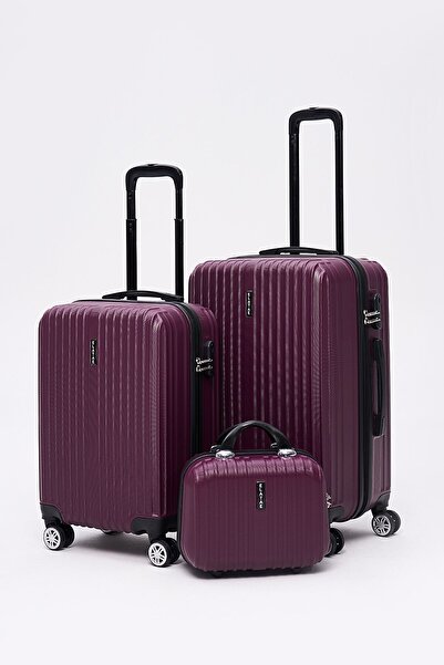 ELATAE 3'lü Valiz Seti Kırılmaz Valiz Orta - Kabin Boy Ve Makyaj 1020