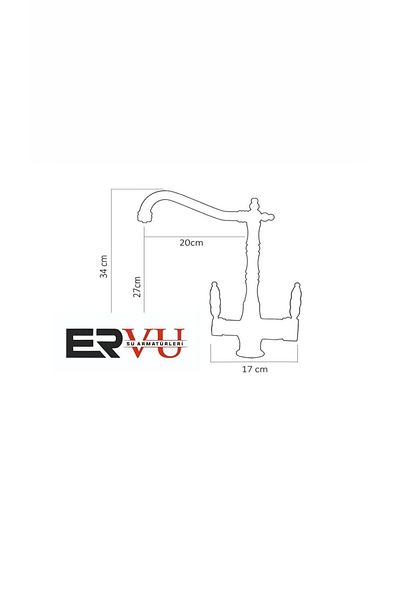 Ervu Yapı Rustic Kitchen Sink Faucet with Antique Purifier (HOT COLD INLET, BRASS MATERIAL)