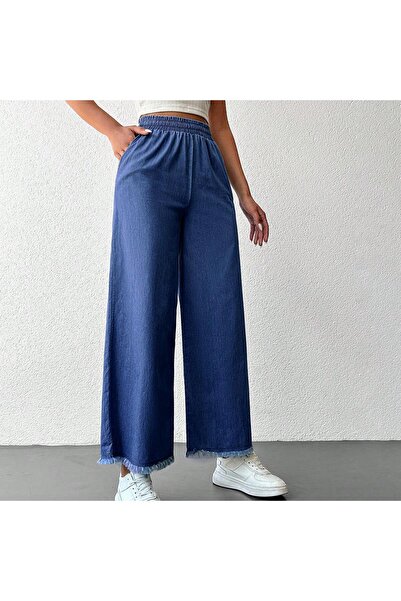 Moda ZR Tamnoplave Široke nogavice ženske farmerke