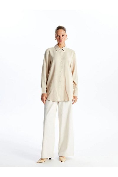 LC Waikiki LCW Modest Women's Tunic - Plain Linen Blended Shirt