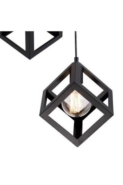 Lambadar Rustik Retro Model Geometrik Sarkıt Metal Küp Avize