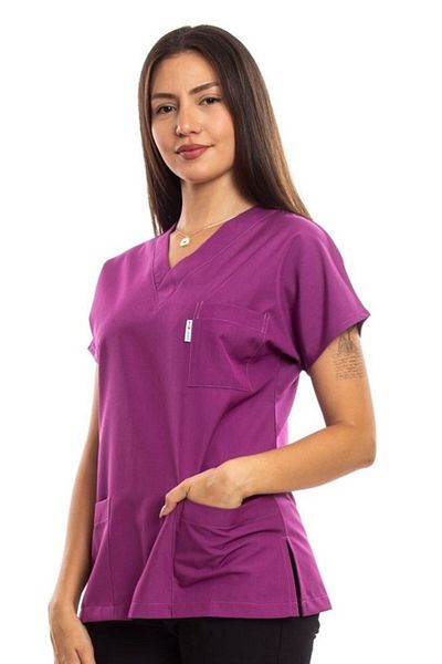 Simirna Üniforma Surgical Doctor Nurse Scrubs Magenta Jersey Single Top