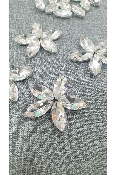 CRYSTALSHOP Γυάλινη πέτρα 7*15 χιλιοστών με κρύσταλλο σαΐτας (100 ΤΕΜ)