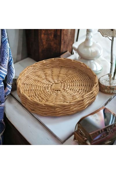 AFRALYAHOME Wicker Tray, Presentation Tray, Washable Decorative Tray, Coffee Tray