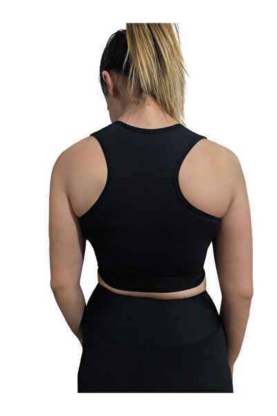 Wear Tight Kadın Siyah Scuba Kumaş Kalın Askılı Crop