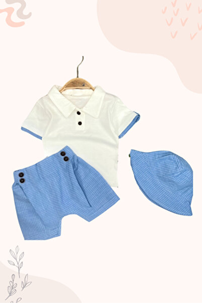 Gebelog Summer Suit with Polo Collar and Hat for Baby Boy