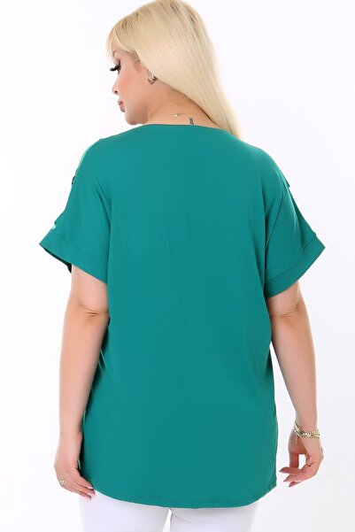 Kheos Στρογγυλή λαιμόκοψη ώμου ριγέ κοντό μανίκι πεταλούδα πέτρα με στάμπα Άνετη μπλούζα Lycra Ευέλικτη Plus Size