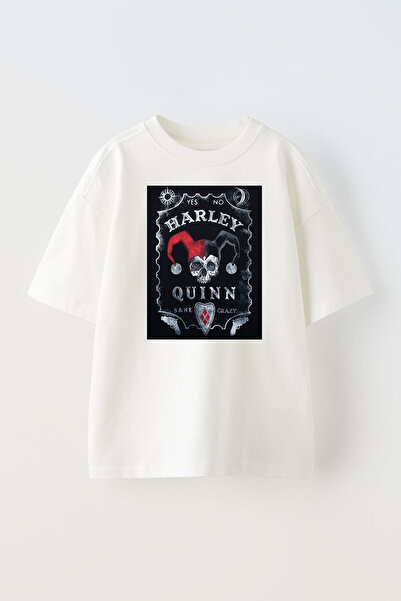 NMG TEKSTİL تي شيرت قطني أبيض كبير الحجم مطبوع عليه هارلي كوين للجنسين