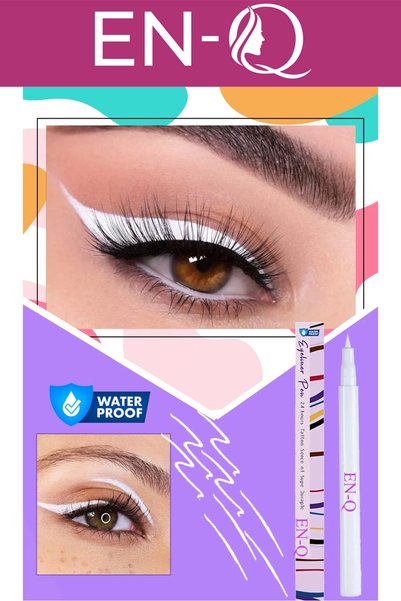 ENQ White and Brown Pencil Eyeliner - Easy to Apply - Eyeliner PEN