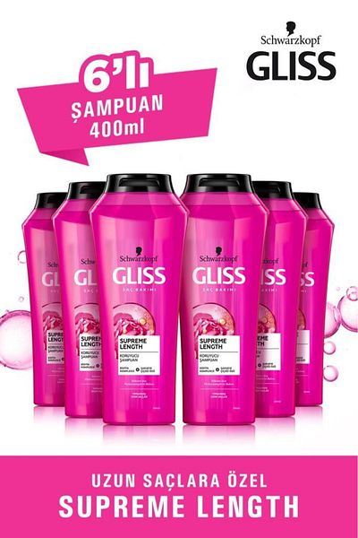 Gliss Supreme Length 400ml Special Shampoo for Hair - X 6 Pieces