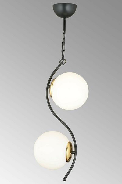 Lambadar Double Modern Globe Glass Curved Model Black Pendant Lamp Chandelier