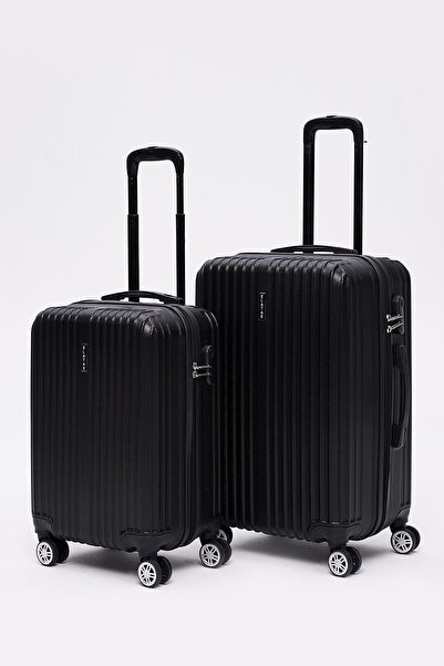 ELATAE 2'li Valiz Seti Orta Boy - Kabin Boy Siyah 1020