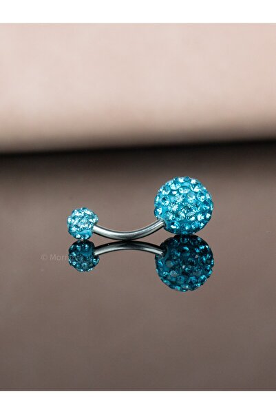 MORNEVA Çift Şambala Kristal Taşlı Çelik Belly Göbek Piercingi