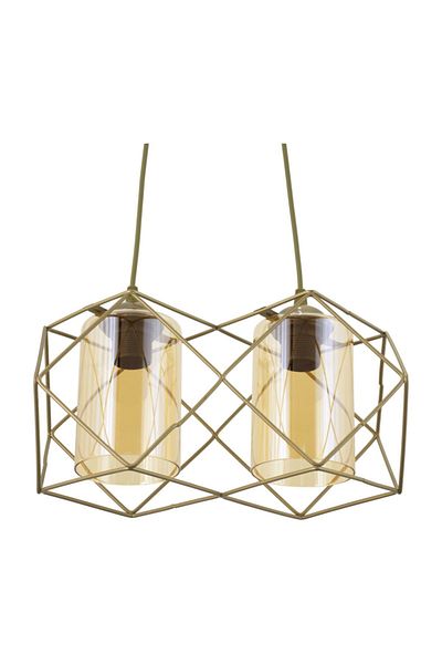 Lambadar Modern Sports Square Geometric Triple Antique Balcam Metal Pendant Lamp Chandelier