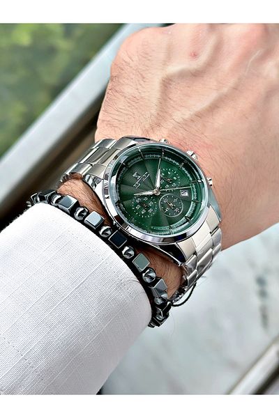 Reward Silver Color Men's Wrist Watch and Gift Bracelet