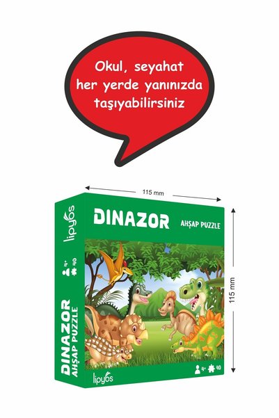 LİPYOS Sevimli Dinazorlar 40 Parça Mini Ahşap Puzzle