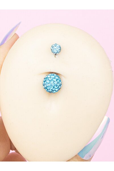 MORNEVA Çift Şambala Kristal Taşlı Çelik Belly Göbek Piercingi