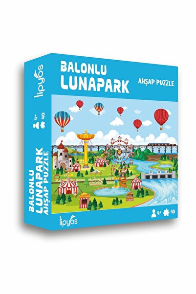 LİPYOS Balonlu Lunapark 40 Parça Mini Ahşap Puzzle