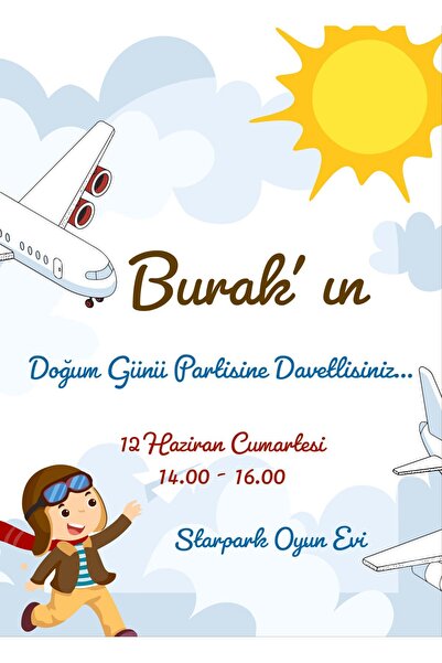 Belinay Bulutay Doğum Günü Davetiyesi (50 Adet)
