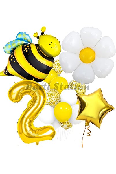 Parti Station Bee Arı ve Papatya Konsept 2 Yaş Balon Set Bee Arı ve Papatya T...
