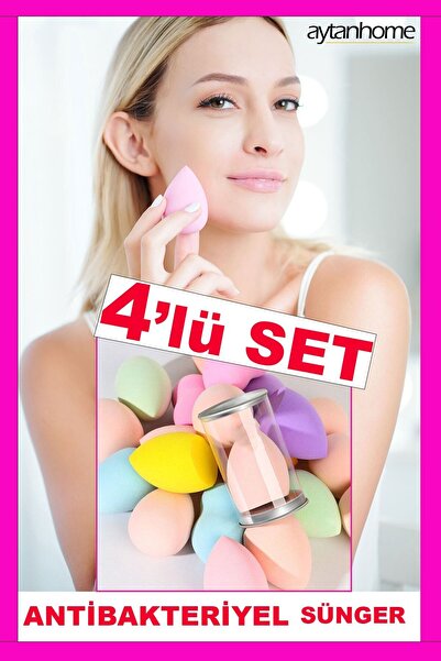 Aytan Home Antibakteriyal Makyaj Süngeri (4 Adet) Özel Üretim Makyaj Sünger Seti