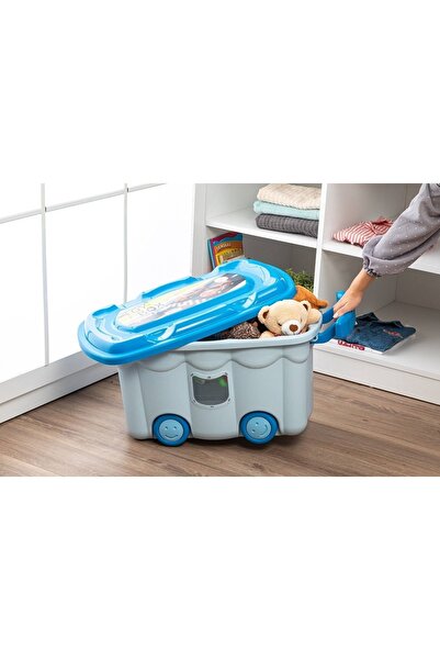 Genel Markalar Oyuncak Kutusu Renkli Tekerlekli 50 Lt Mavi