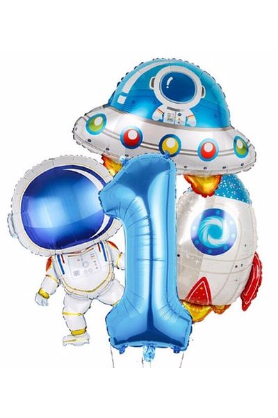 Parti Station Space Astronaut Spaceship Rocket 1 Year Old Balloon Set Space Astronaut Concept Birthday Set