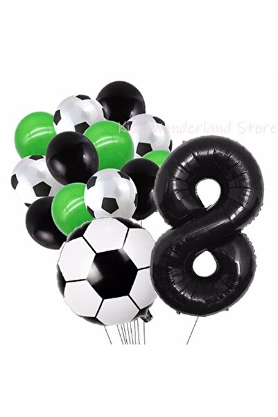 Parti Station Futbol Topu Maç 8 Yaş Balon Set Futbol Topu Maç Konsept Doğum G...