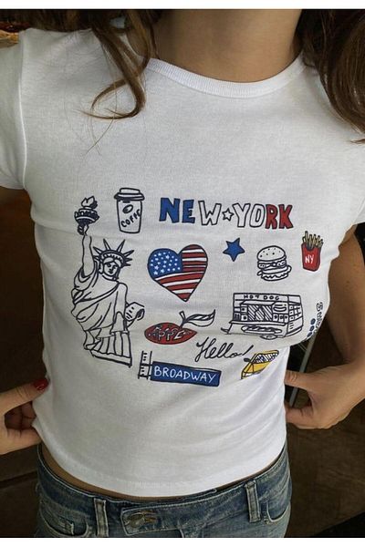 Touz Moda Μπλούζα με στάμπα Newyork με μήκος ζώνης