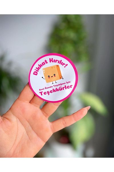 Hayal.kirtasiyesi Attention broken shipping label 7 cm 12 pieces sticker, adhesive shipping label, small business label