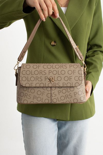 Polo Of Colors Monogram Printed Single Compartment Double Strap Shoulder and Arm Bag
