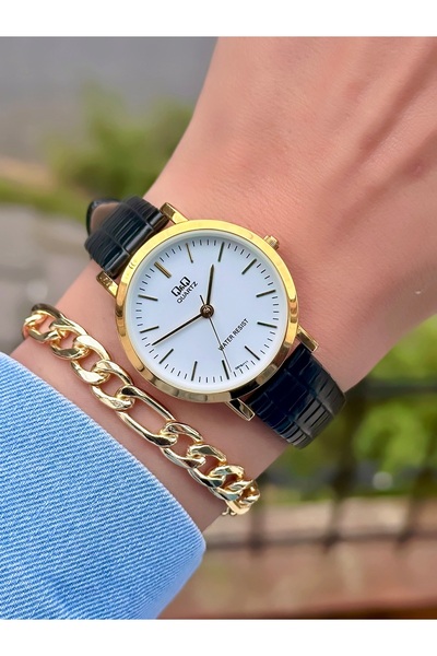 Q&Q Kadın Kol Saati 2 Yıl Garantili Deri Kordon Su Geçirmez Hediye Bileklik