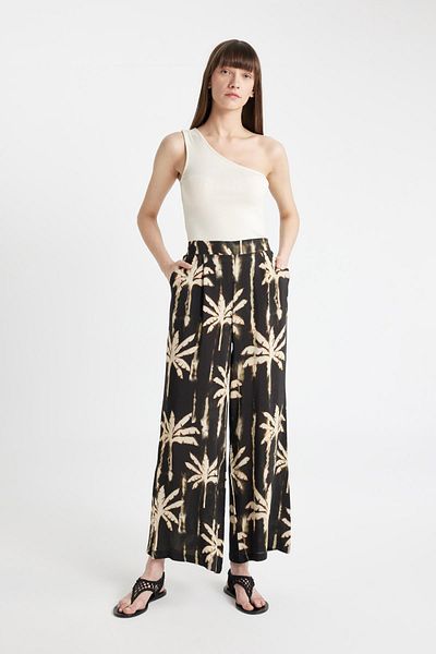 DeFacto Marokkanische Culotte-Hose mit Muster – elastische Taille, weites Bein, lange Länge C9118ax24sm