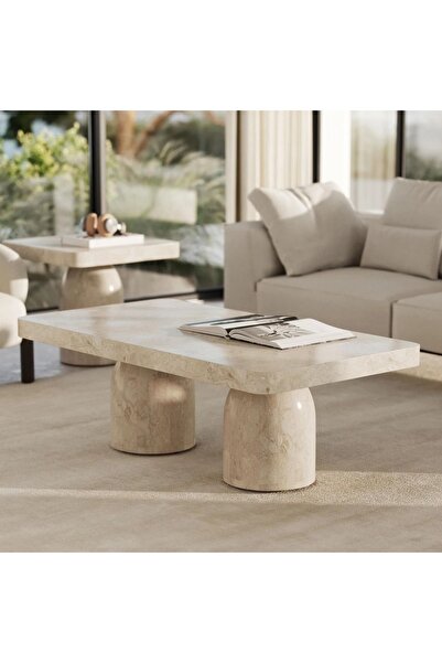 Latanwood Suble Granit Mermer & Ahşap Orta Sehpa