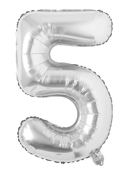 SURPRISE PARTY STORE 5 Number Balloon Silver Gray Color Foil Balloon 100 cm 40 inch